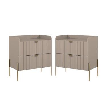 Imagem de Conjunto Duas Mesas de Cabeceira Compacta Modernas com Gaveta Moriah 6