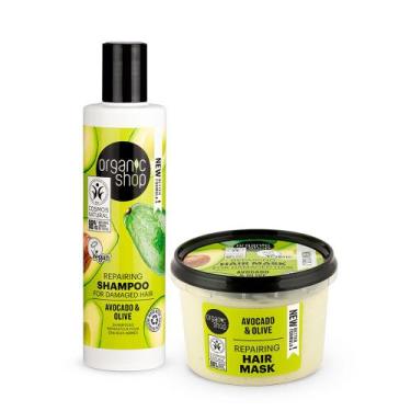 Imagem de Kit shampoo e Máscara Reconstrução Cabelo Danificado Organic Shop