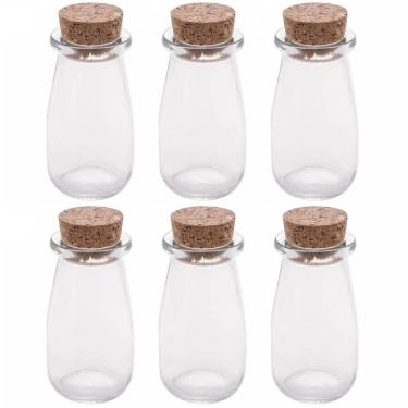 Imagem de Kit 6 Mini Potes Tampa Rolha 100ml Vidro Lyor Lembrancinhas Porta Mantimentos Decorativo