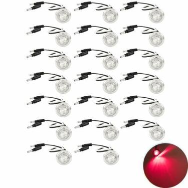 Imagem de All Star Truck Parts Qtd. 20-3/4 (0,75") Mini Lente Transparente Vermelha 3 Leds Luz De Folga Indicadora Redonda Para-Lama Luzes Laterais À Prova D'Água Com Anel Cromado Camper Van Caminhão Reboque