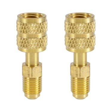Imagem de 2 Peças Adaptador R410A para Sistema Mini Split, 5/16" SAE Fêmea para 1/4" SAE Macho Adaptador Porta Vácuo Carregamento Flare Reto Adaptadores Refrigeração Ar Condicionado