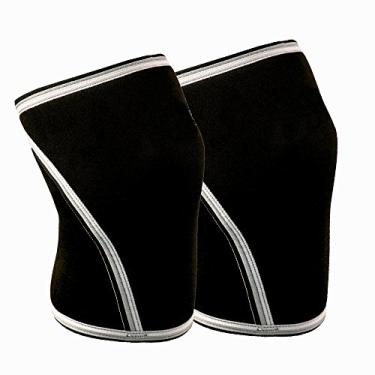 Imagem de Joelheira de neoprene de 7 mm (1 par) com suporte de compressão espesso no joelho para levantamento de peso, levantamento de peso, agachamento de peso e crossfit, fitness de treinamento para mulheres e homens preto, Preto, XXLARGE