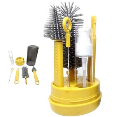 Imagem de Kit Escova de Limpeza 4 em 1 Mamadeira Garrafa Copo Bebe Criança Limpeza Higiene Passeio Bolsa Mala Viagem