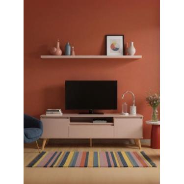 Imagem de Rack para TV com Prateleira 180cm Retro Mdf Dallas - On Móveis, Rosa