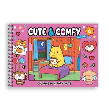 Imagem de Cute & Comfy Super Extra - Livro De Colorir Adulto - Capa Dura Holográfica