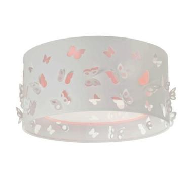 Imagem de Luminária Infantil Plafon Borboletas Duplo Rosa 30X16 - Tom luz