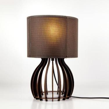 Imagem de Abajur Luminária Mesa Madeira Mdf Sala Quarto mesa de cabeceira - MADE