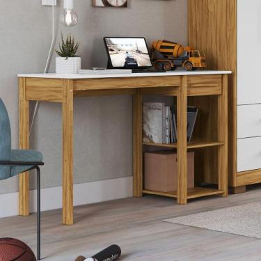 Imagem de Escrivaninha Mesa de Estudo 1 Gaveta em MDF Popy Móveis Peroba, Branco