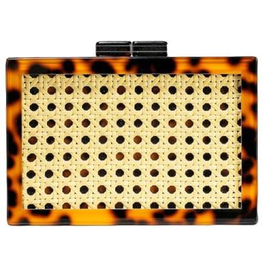 Imagem de Bolsa feminina moderna de acrílico para noite 2025 bolsa clutch elegante em tecido de vime para festa de formatura elegante, Âmbar, One Size