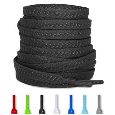 Imagem de UamGlsob Cadarços de futebol antiderrapantes de 7 mm para botas de futebol, aderência durável, antiderrapante, cadarços de substituição para chuteiras, Preto, 63''/160cm