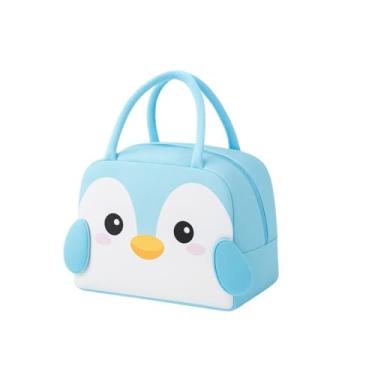 Imagem de Lancheira Térmica Infantil Escolar Pinguim 3D Fofa/Bolsa Marmita Criança Menino Menina