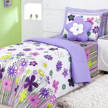 Imagem de Kit Edredom Solteiro 3 Peças Garden Lilás