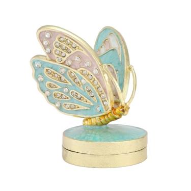 Imagem de Caixa de bugigangas em forma de borboleta dobradiça pintada à mão pequenas caixas de suporte de anel de joias esmaltadas animais artesanato presente de Natal para mulheres