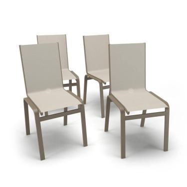 Imagem de Kit 4 Cadeiras Jantar Gourmet Alumínio Fendi Tela Bege