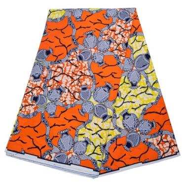 Imagem de ANNINGWAX Tecido africano 100% algodão Ankara Wax Print Tecido 6 jardas pano para vestido de festa