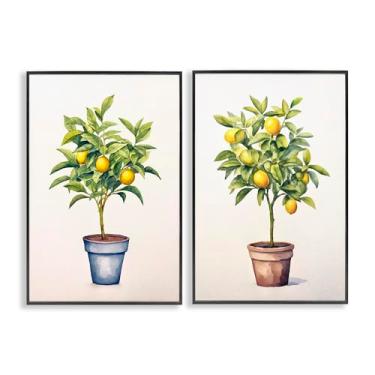 Imagem de Stupell Industries Conjunto de arte giclée emoldurado preto com serenata cítrica em vaso de 2 peças por Andrea Haase, 76 x 50 cm