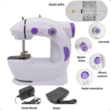 Imagem de Mini Máquina Portátil Compacta Elétrica Reta Prática Para Costura Domé