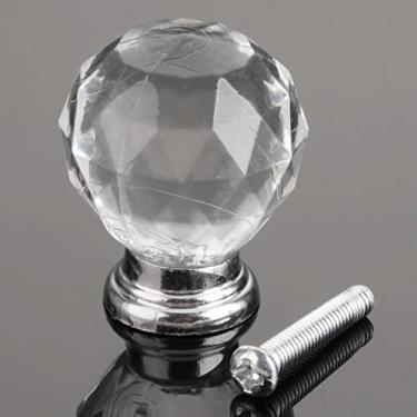 Imagem de TOPGAGEME 6 peças de maçanetas de cristal acrílico redondo diamante guarda-roupa maçaneta em forma de bola gaveta guarda-roupa puxador em forma de diamante para armário armário cômoda em banheiro