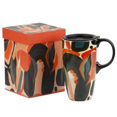 Imagem de Topadorn Caneca de viagem de cerâmica 500 ml Caneca de café com tampa selada com caixa colorida
