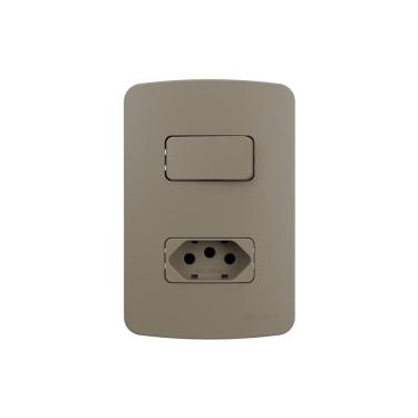 Imagem de Interruptor Simples 10A e Tomada 2P+T 20A MarGirius B3 Colors com Placa 4x2 Argila