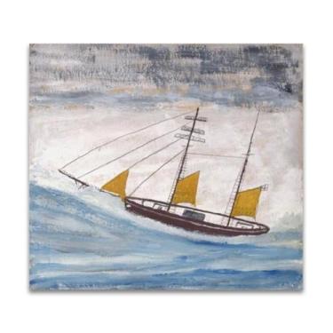 Imagem de RYLJCZ Reproduções de pinturas famosas de Alfred Wallis-(Yellow Sails) Impressões em tela - quadros decorativos para sala de estar 70 x 70 cm (27,6 x 27,6 pol) sem moldura