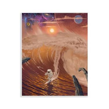 Imagem de Stupell Industries Astronauta montando a onda placa de parede design artístico por Vincent Hie, 14 x 11