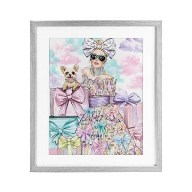 Imagem de Stupell Industries Estampa emoldurada feminina e cinza filhote de cachorro com design sob vidro por Jess Stempel, 53 x 43 cm