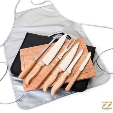 Imagem de Conjunto Churrasco 8 Peças com Tábua Inox - XBZ