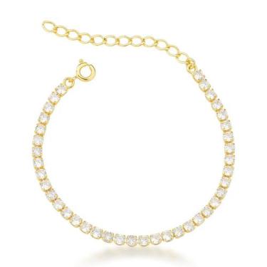 Imagem de Pulseira Riviera Cristal 3mm Banhada a Ouro 18k - Atraktiva Joias, 15c