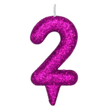 Imagem de Vela De Aniversário Número Magic Glitter Rosa - PartiuFesta
