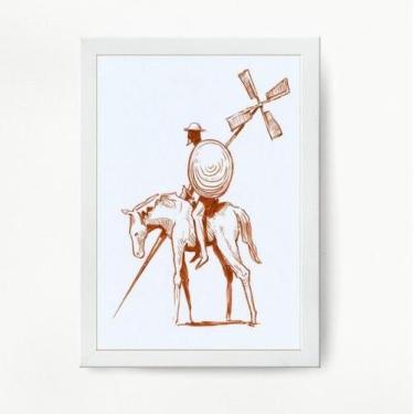 Imagem de Quadro Don Quixote 45x34cm - Vidro e Moldura Preto - Quadros On-Line