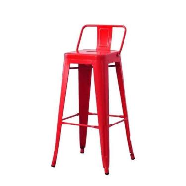 Imagem de ZzleoyuUUs-12 Fácil montagem estilo industrial cadeira alta barril de gasolina ferro decorativo bar retrô banquetas restaurante (vermelho)