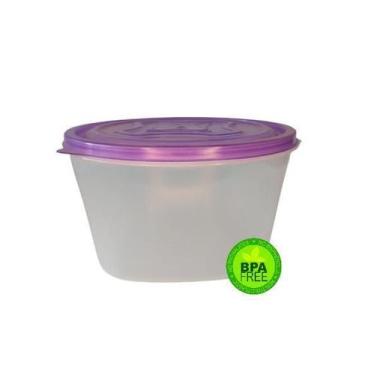 Imagem de Pote Plástico Free Bpa Multi Uso Vasilha 5,5L Tampa Roxa - Geral