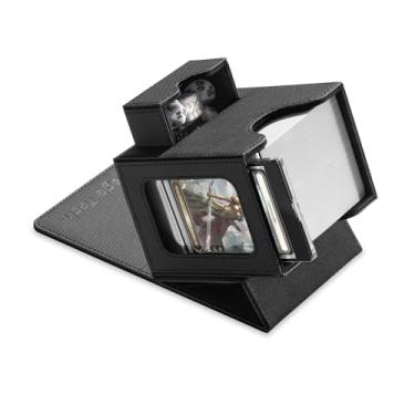 Imagem de Mage Tech Card Deck Box for MTG Commander - Patented Design, Commander Display, Fits 100 Double-Sleeved Cards, 35pt Card Brick & Dice Tray - Black