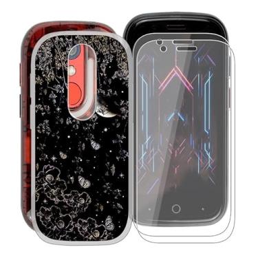 Imagem de KJYFOANI Capa para Unihertz Jelly Star com 2 películas de vidro temperado, capa de proteção de silicone Solf transparente à prova de choque para Unihertz Jelly Star (7,6 cm), para mulheres e homens - XV14