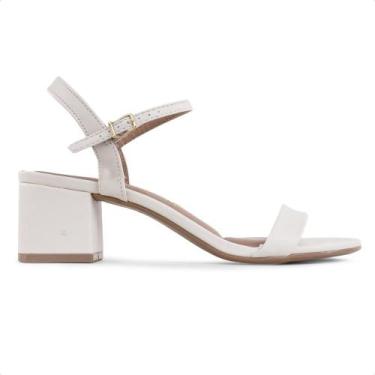 Imagem de Sandália Vizzano Salto Médio Feminina, Branco, Bege, 38