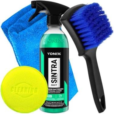 Imagem de Kit Automotivo Para Limpeza Escova Limpa Pneus Carpetes Limpador Sintra Vonixx Toalha Microfibra Aplicador Karbox