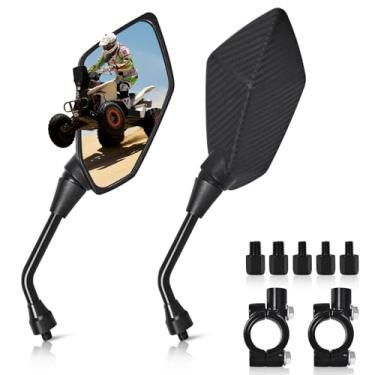 Imagem de Espelhos retrovisores de motocicleta com parafusos de 8 mm e 10 mm, braçadeira de montagem de guidão de 7/20.3 cm, espelhos quadriciclos universais Hawk-Eye compatíveis com motocicleta, scooter