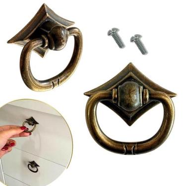 Imagem de Puxador Argola Premium em Metal, Ouro Velho - 10 unidades - Compras Fá