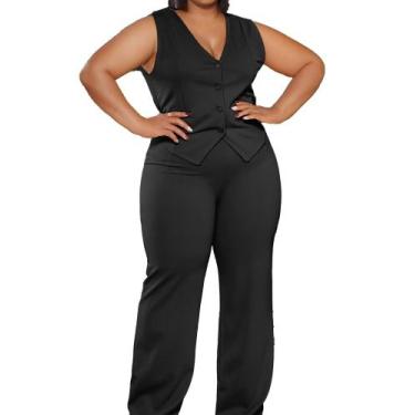 Imagem de Ternos casuais de negócios plus size de 2 peças para mulheres CXXQ Bla