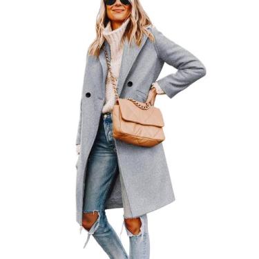 Imagem de Casaco feminino Hooever, lã de inverno, casual, entalhe, lapela, casac