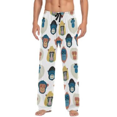 Imagem de Calça de pijama Ollabaky Gorilla Monkey para homens tamanho L