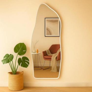 Imagem de Espelho 110x50cm Moldura Alumínio  Decorativo para Sala, Banheiro ou Q