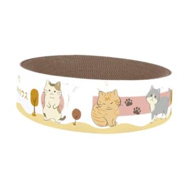 Imagem de Fenteer Arranhador para gatos de papelão ondulado, tigela redonda, arranhador para gatos, cama para dormir e brincar com gatinhos, Prata