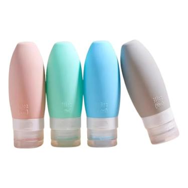 Imagem de Kit de Viagem com 4 Frascos de Cosméticos, 90ml, Silicone, Portátil para Shampoo, Creme, Loção e Sabonete