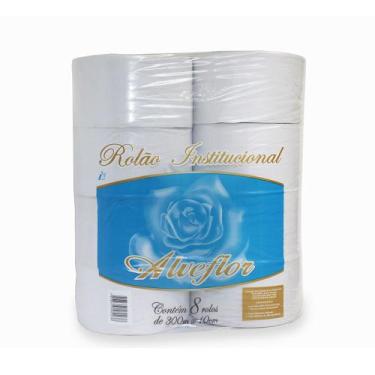 Imagem de Papel Higiênico Rolão Branco Folha simples Alveflor 8 rolos de 300 met