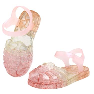 Imagem de Szsppinnshp Sandálias Jelly para meninas, pescador, gladiador, praia, água, glitter, sandálias rasteiras, bico fechado, fantasia de princesa, sapatos sociais de verão para bebês/crianças pequenas