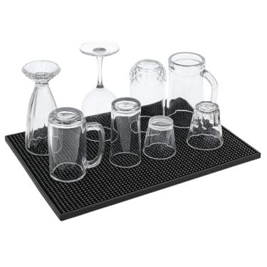 Imagem de Tapete Escorredor de Louças 45x30cm Preto Antiderrapante Flexível Silicone Cozinha e Bar Secagem Rápida para Pratos Copos Utensílios