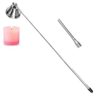 Imagem de Ouliget Snuffer de vela com cabo longo extensível, pavio de aço inoxidável polido para velas de luz de chá, ferramenta de vela para apagar chamas com segurança