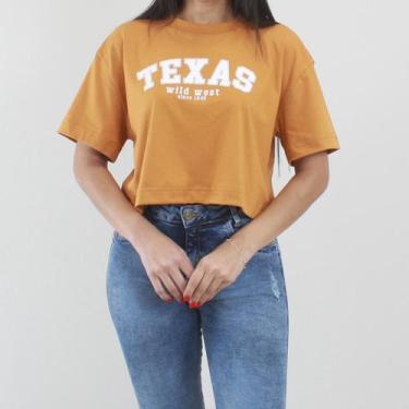 Imagem de Camiseta Cropped Algodão Oversized Caimento Soltinho Manga Curta - Tex